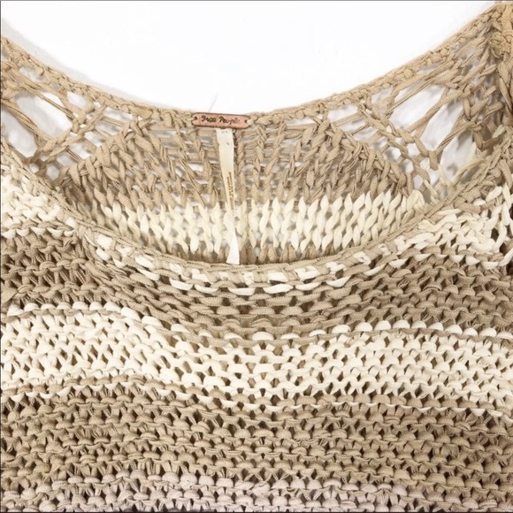 Free People🔥SALE🔥tan, cream and taupe stripe sweater Sm - Picture 6 of 10